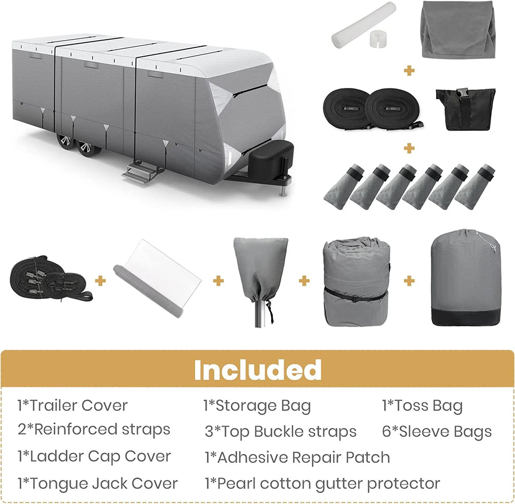 18'-20' Waterproof Travel Trailer RV Cover with Cotton Lining H337483