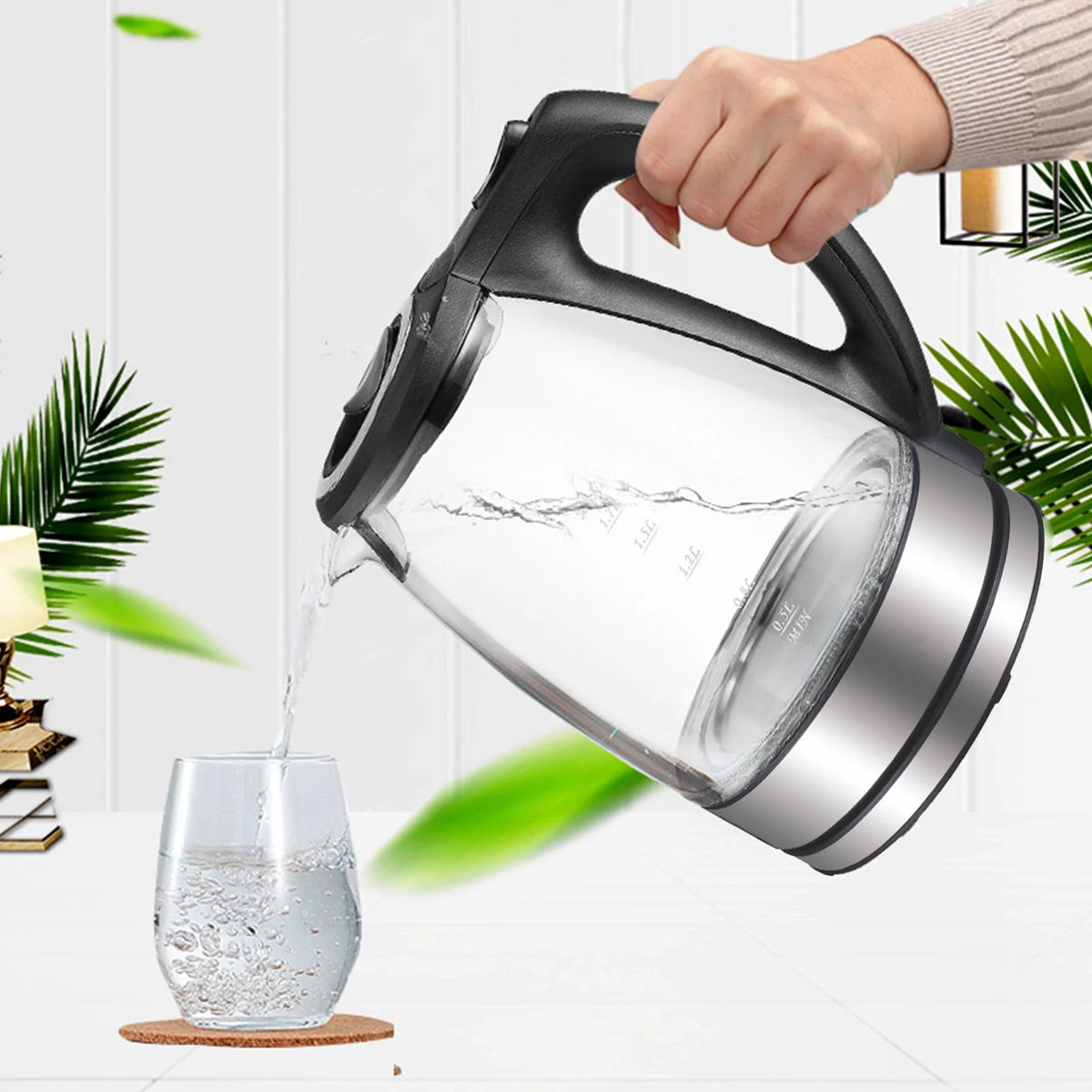 1.7L 1500W Glass Electric Kettle with Auto Shut-Off R59722