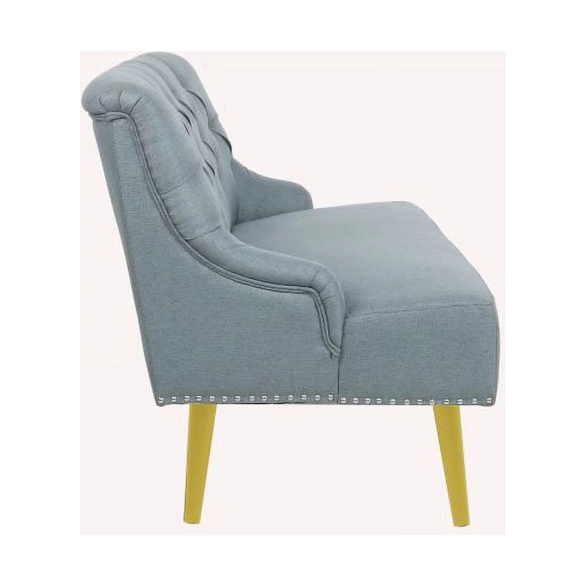 Light Blue Fabric Armless Loveseat H7158