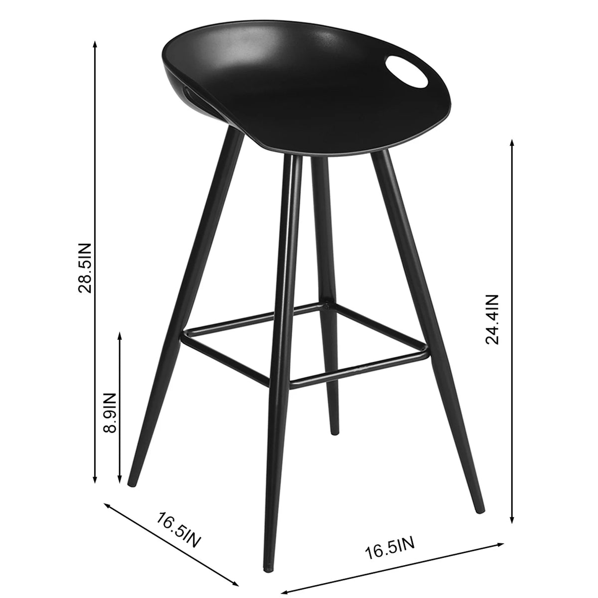 24" Counter Stools Set of 2 Black Q33816