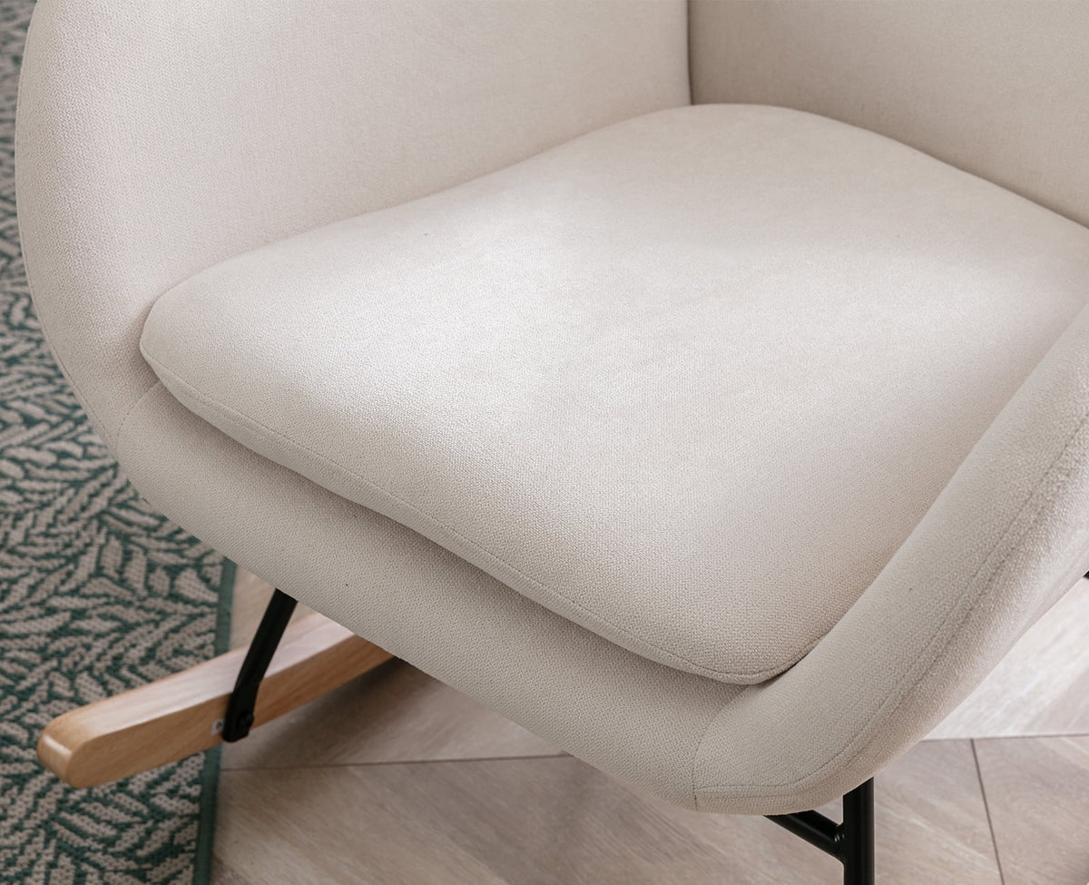 Cream Linen Wingback Rocking Chair R799456