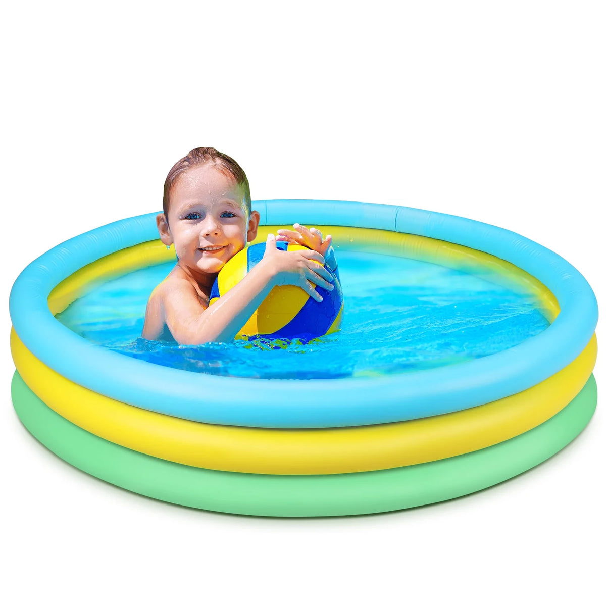59'' x 13'' Inflatable 3 Rings Round Kiddie Pool M509