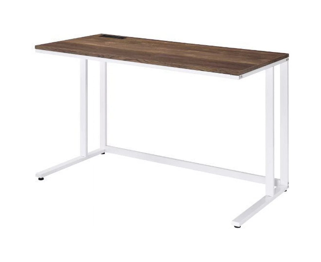 Walnut White Writing Desk with USB Port U880