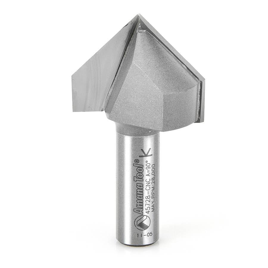 Carbide Tipped V-Groove 90 Deg x 1-1/2 D x 1-1/4 x 22 CH x 1/2 Shank G986