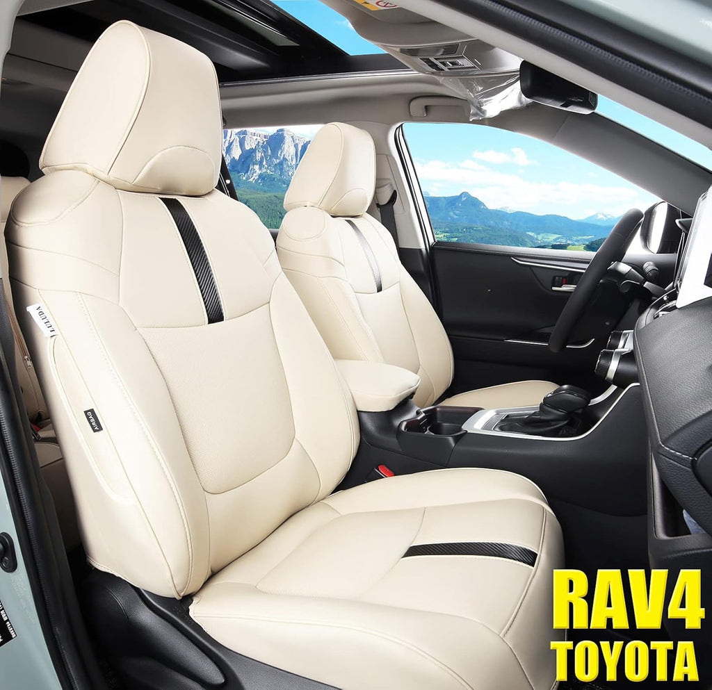 Wine Red Waterproof Faux Leather Seat Covers Full Set for Toyota RAV4 2019 2020 2021 B25297