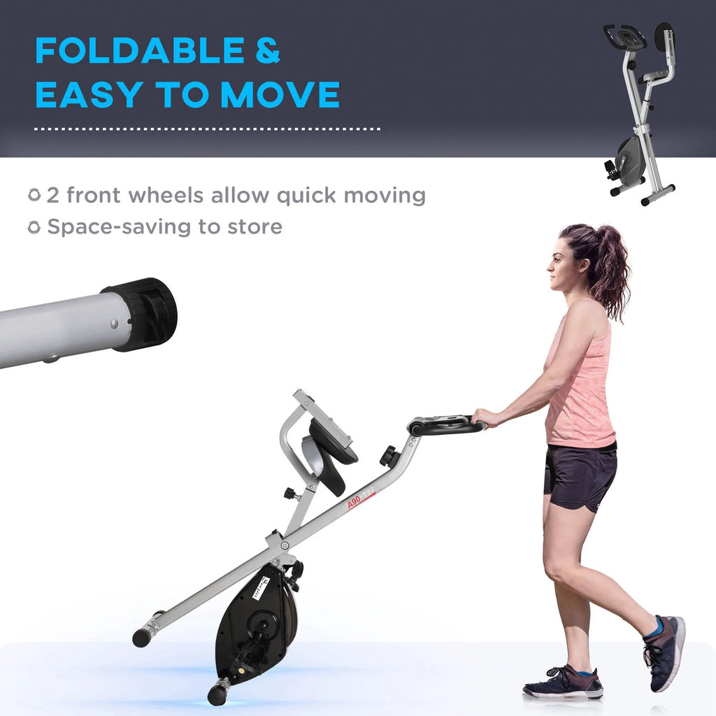 Folding Upright Stationary Indoor Bike with 8 Levels of Magnetic Resistance N5626