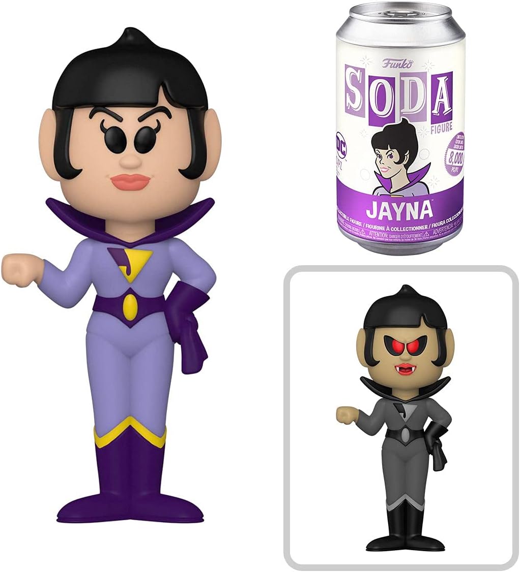 Wonder Twins Figures Zan + Jayna Soda tin Can with Bat Mite Villain & Super Friends 3 Items M942874