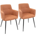 Orange Fabric Dining Accent Chair Set of 2 D9411