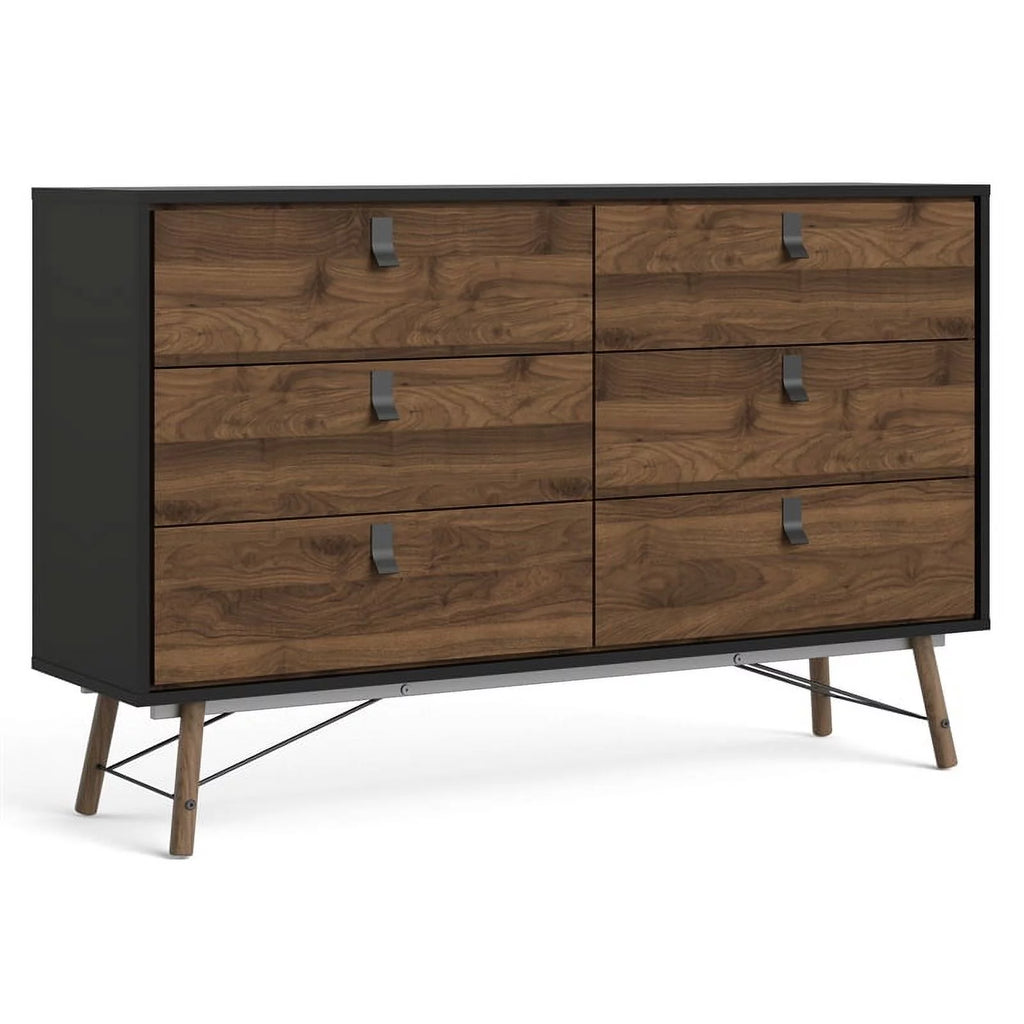 Black 6 Drawer Double Dresser W901336