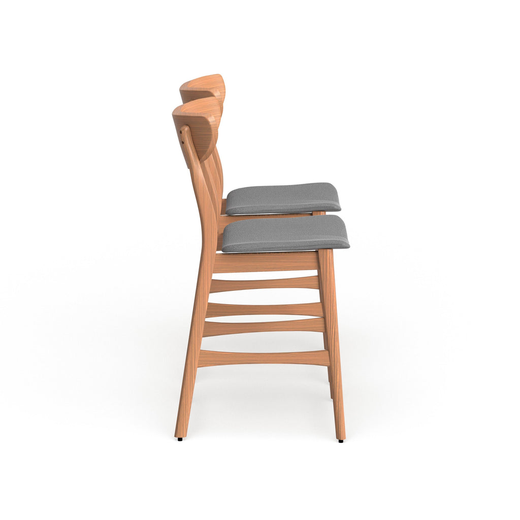 Light Beige Natural Walnut Wood Counter Stool Set of 2 J713025