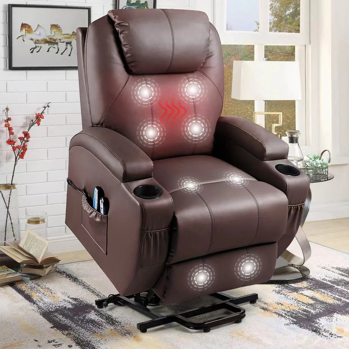 Black Faux Leather Power Lift Recliner I511