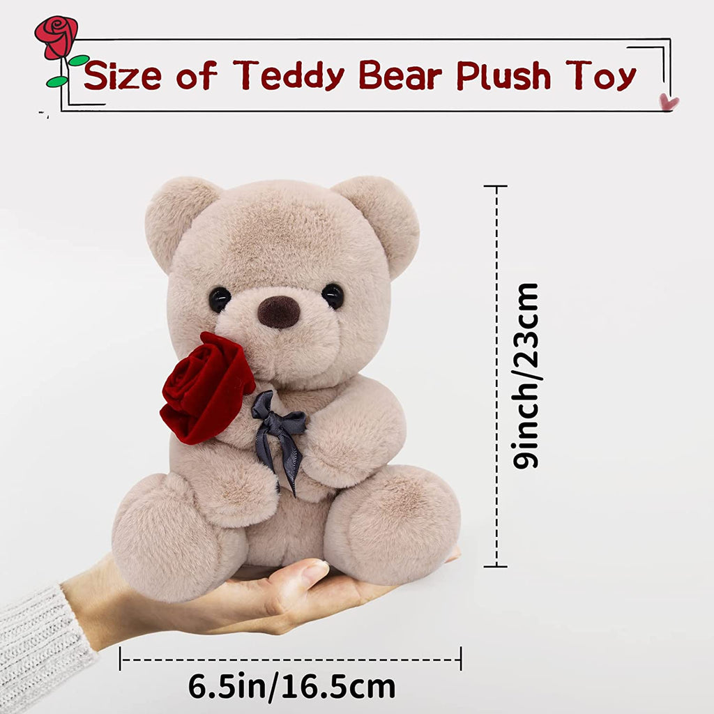 10 Inch Teddy Bear Plush Stuffed Animal with Rose V739