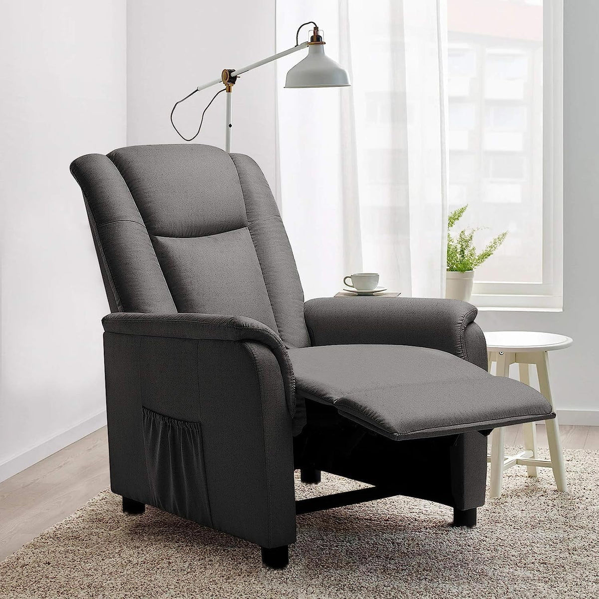 Fabric Recliner Chair with Footrest and Backrest C739788