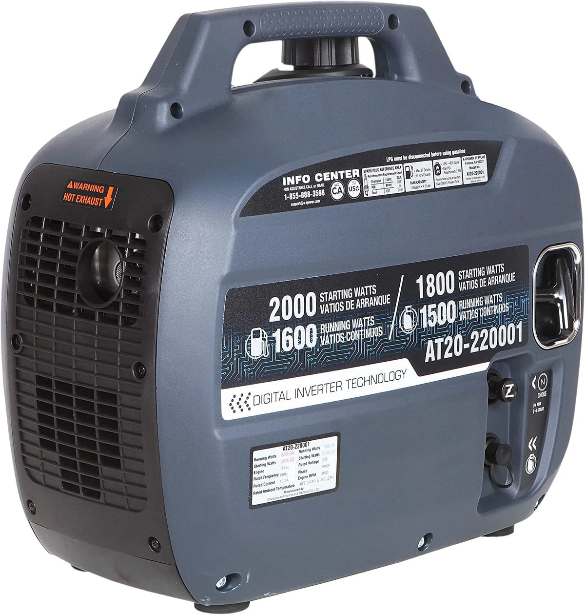 2000 Watt Dual Fuel Portable Inverter Generator F156656