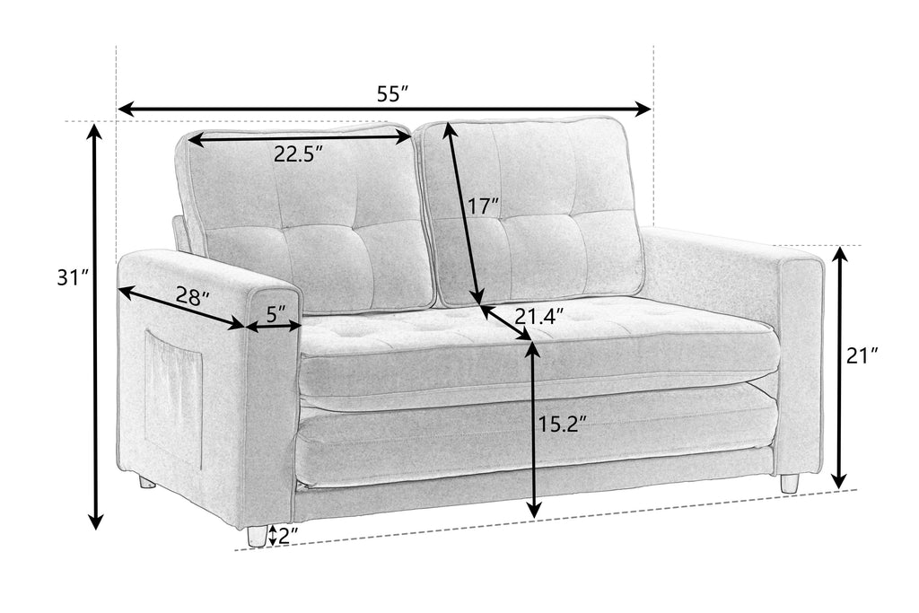 Convertible 3 Fold Velvet Linen Sofa Bed Y55482