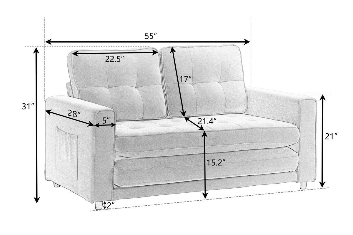 Convertible 3 Fold Velvet Linen Sofa Bed Y55482