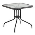 28-inch Square Tempered Glass Metal Table with Rattan Edging H81079