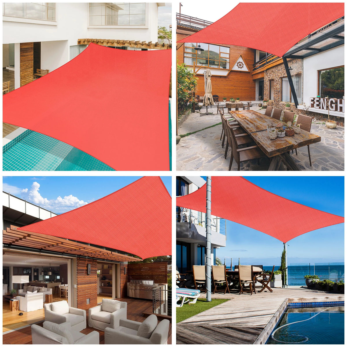 19x13Ft 97% UV Block Rectangle Sun Shade Sail Watermelon Red R4992