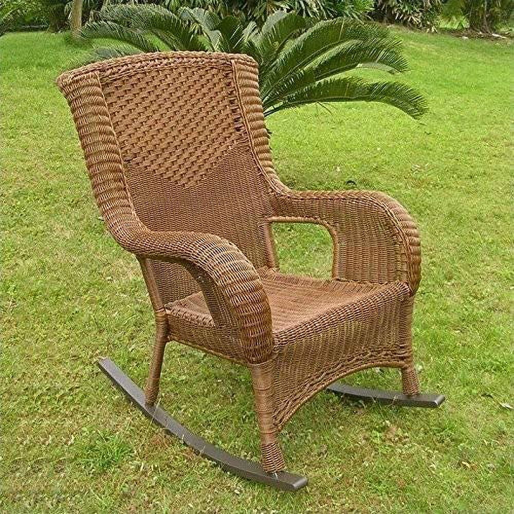 Antique Pecan Resin Wicker Aluminum Rocker R354