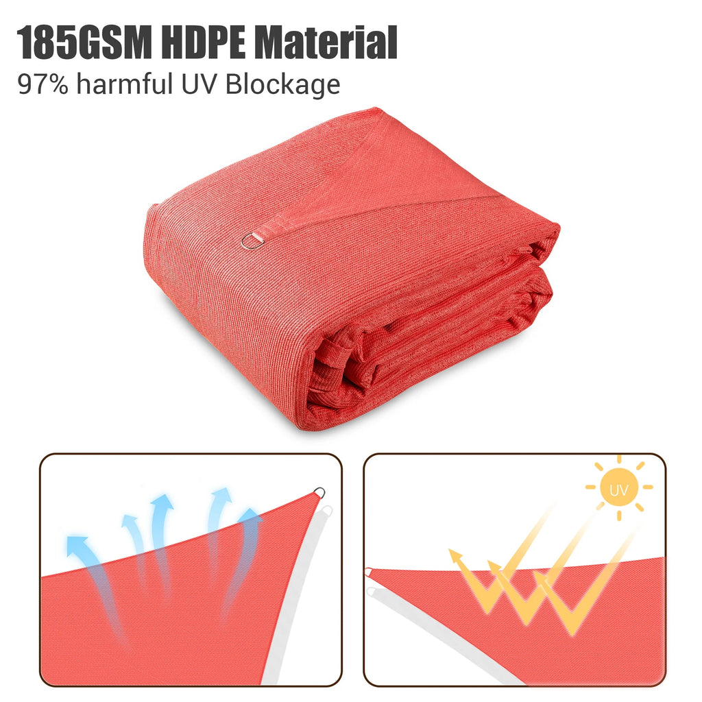 19x13Ft 97% UV Block Rectangle Sun Shade Sail Watermelon Red R4992