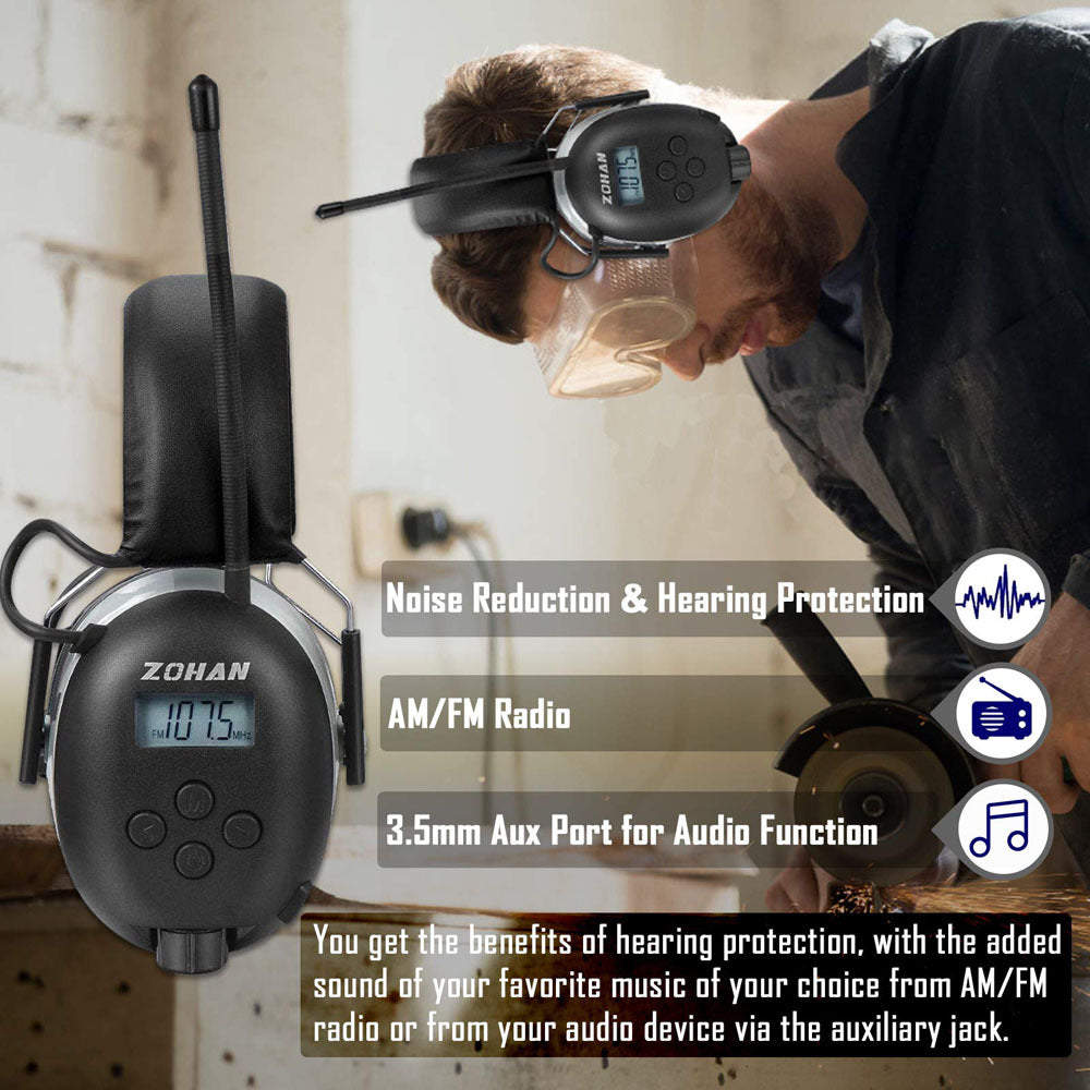AM/FM Radio Headphone with Digital Display, Noise Reduction Earmuffs R955