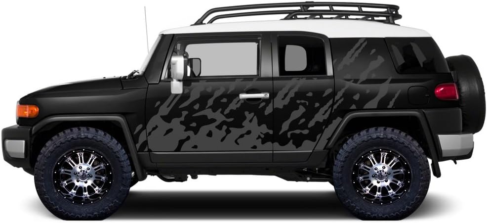 Burst Side Graphics Kit 3M Vinyl Decal Wrap Compatible with Toyota FJ Cruiser 2007-2014 - Nimbus Gray Y914