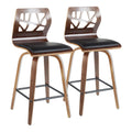 Walnut Wood Black Faux Leather Counter Stool Set of 2 R639195