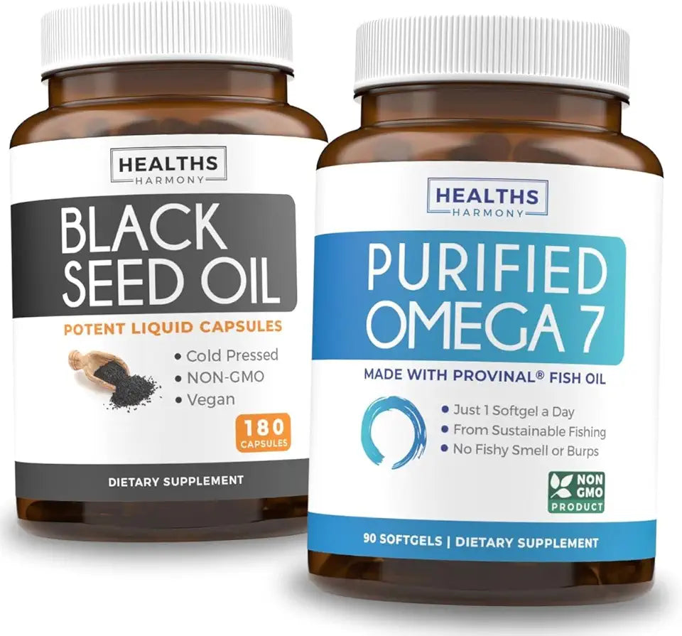 Omega 7 Softgels & Black Seed Oil 90 Softgels 180 Capsules U84671