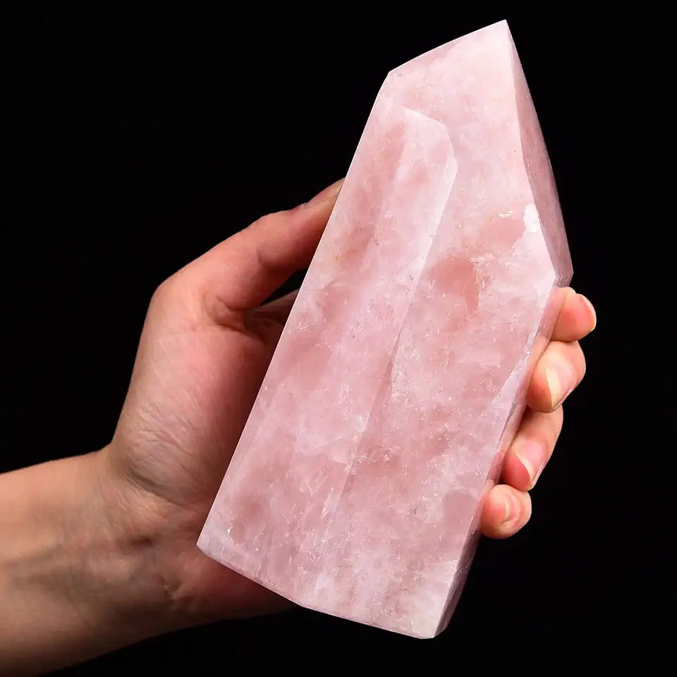 Rose Quartz Obelisk Tower Large Healing Crystal Wand Point 6 Faceted 1.1-1.7 LBS R571