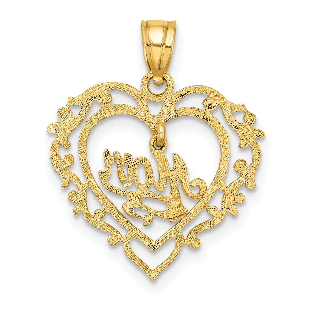 14K Yellow Gold Polished Heart Pendant Charm with 10K Yellow Gold Rope Chain Necklace 18'' E9782