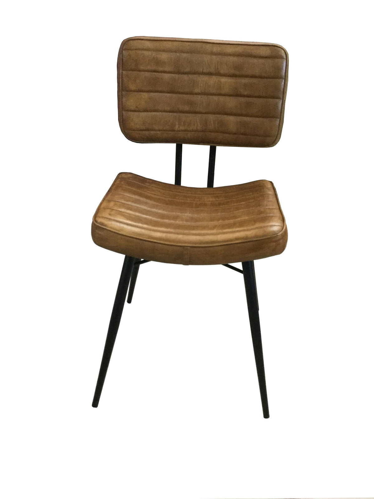 Camel and Black Padded Side Chair V15737