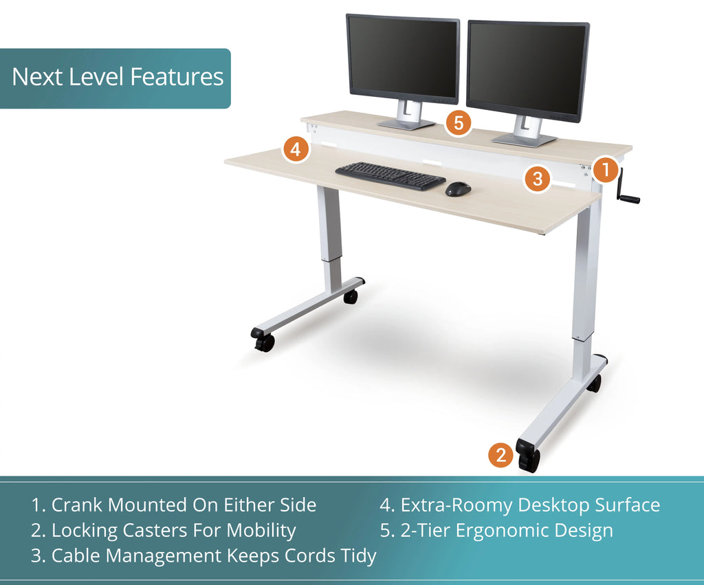 60" Two-tier Crank Adjustable Sit to Stand Desk K281280