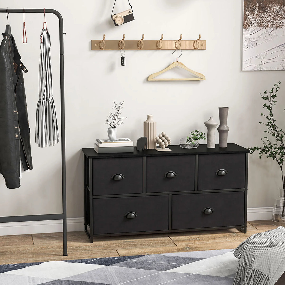 5 Drawer Dresser with Fabric Bins L75097