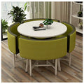 Army Green Round Table and Chair Set with 4 Leather Chairs Z912195