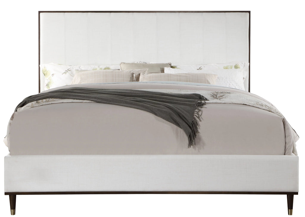 Light Gray and White and Brown Wooden Bed T99872