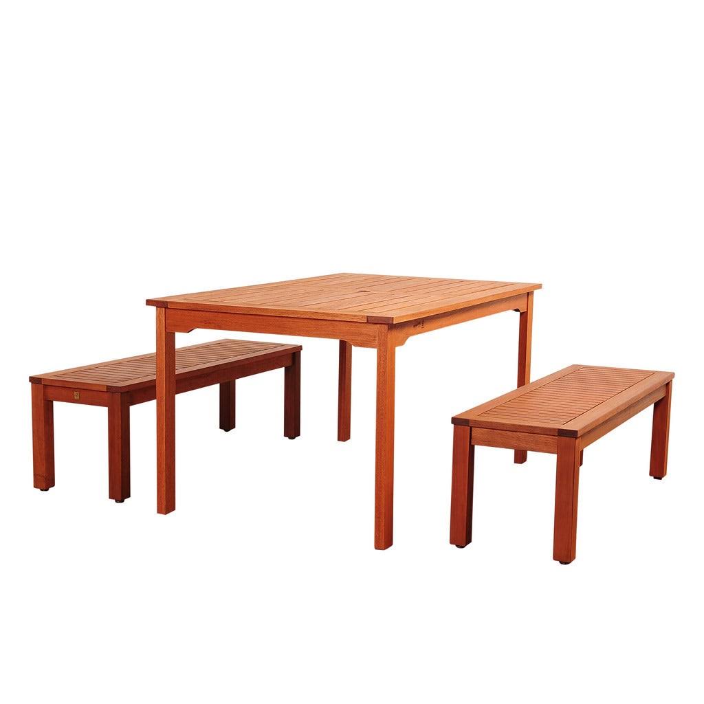 3 Piece Eucalyptus Rectangular Patio Dining Set P616