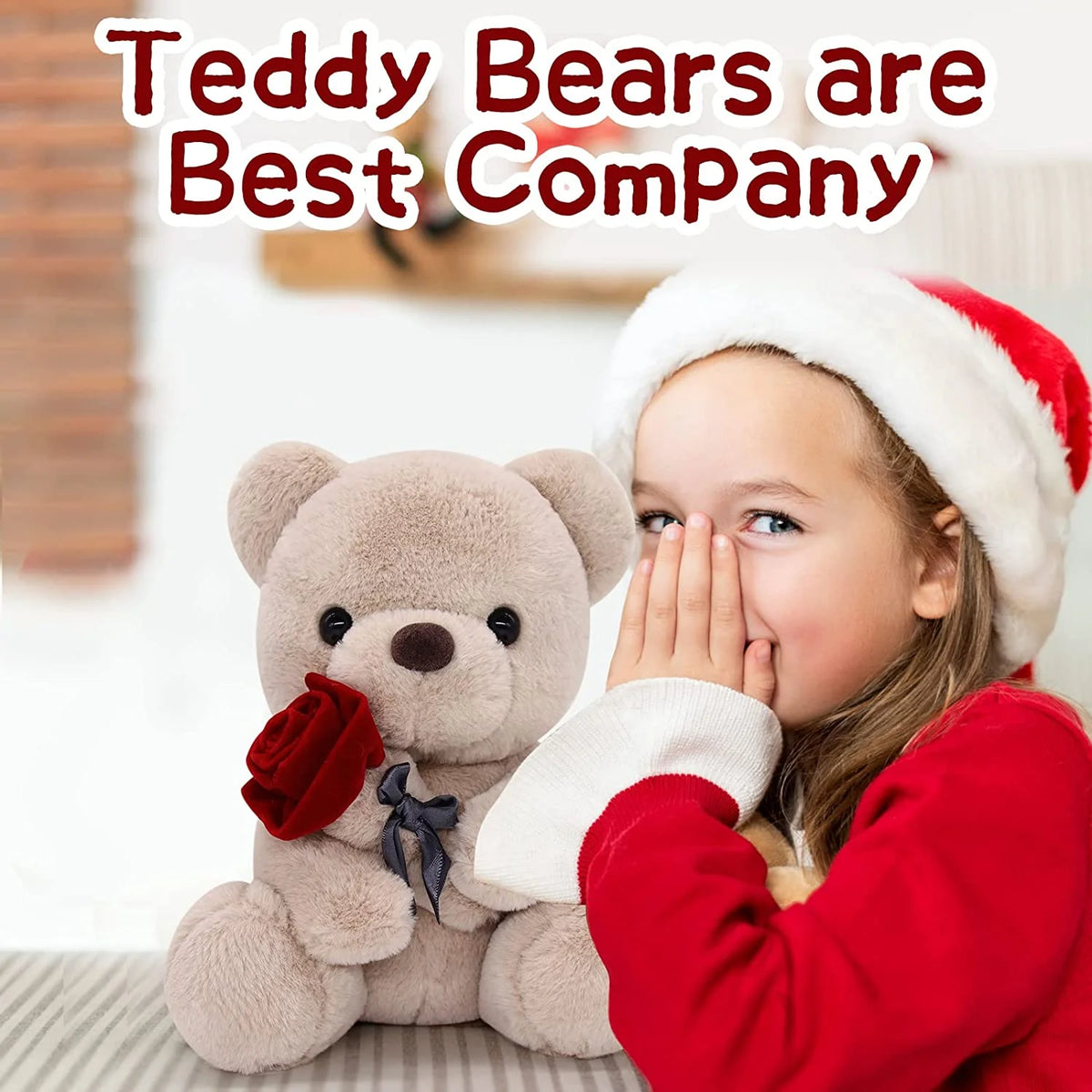 10 Inch Teddy Bear Plush Stuffed Animal with Rose V739