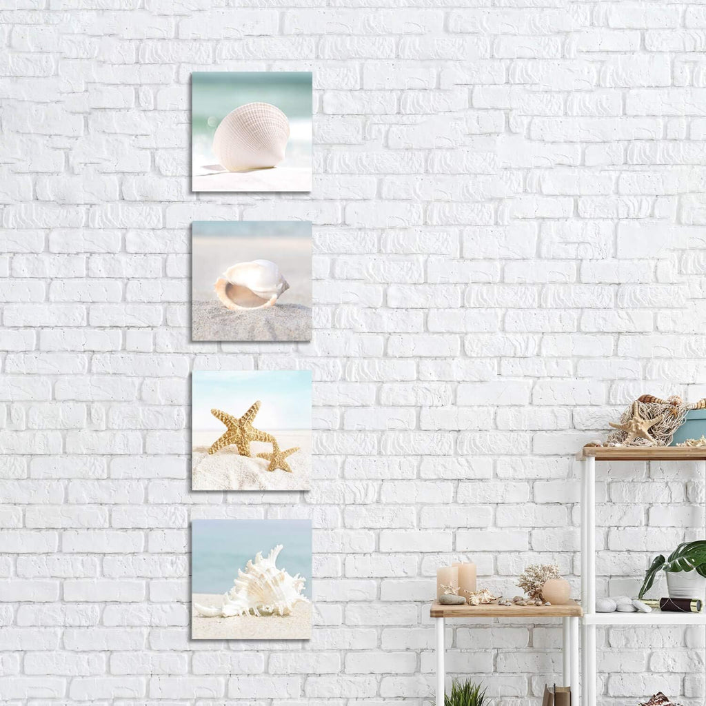 Starfish & Seashells Canvas Wall Art, 4 Pcs, Multi-Sized E231686