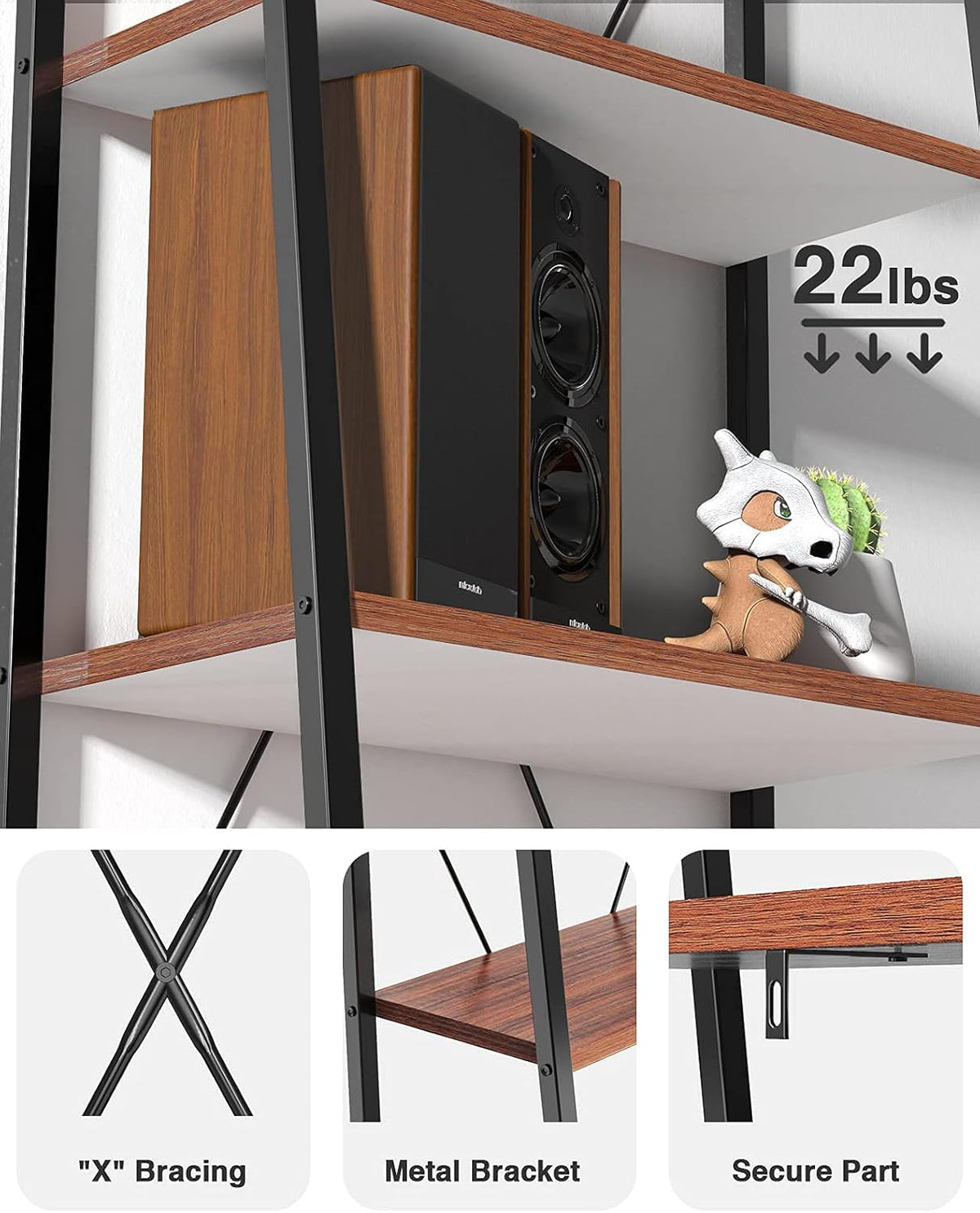 4-Tier Industrial Ladder Bookcase C974
