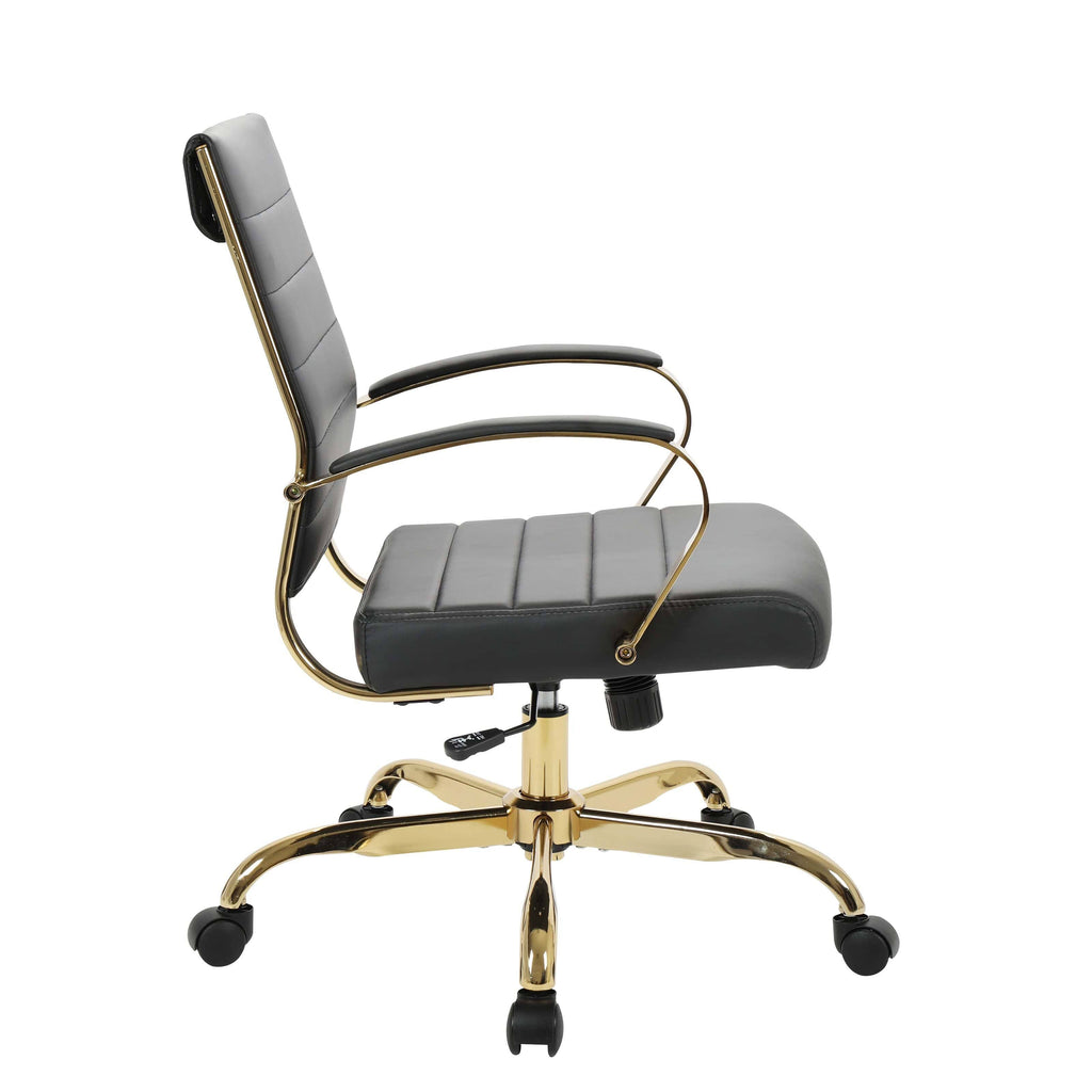 Black Leather Office Chair with Gold Frame J754411