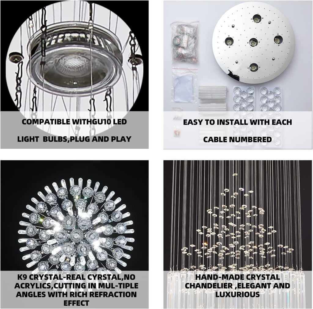 Crystal Raindrop 5-Lights Flush Mount Chandelier O74815