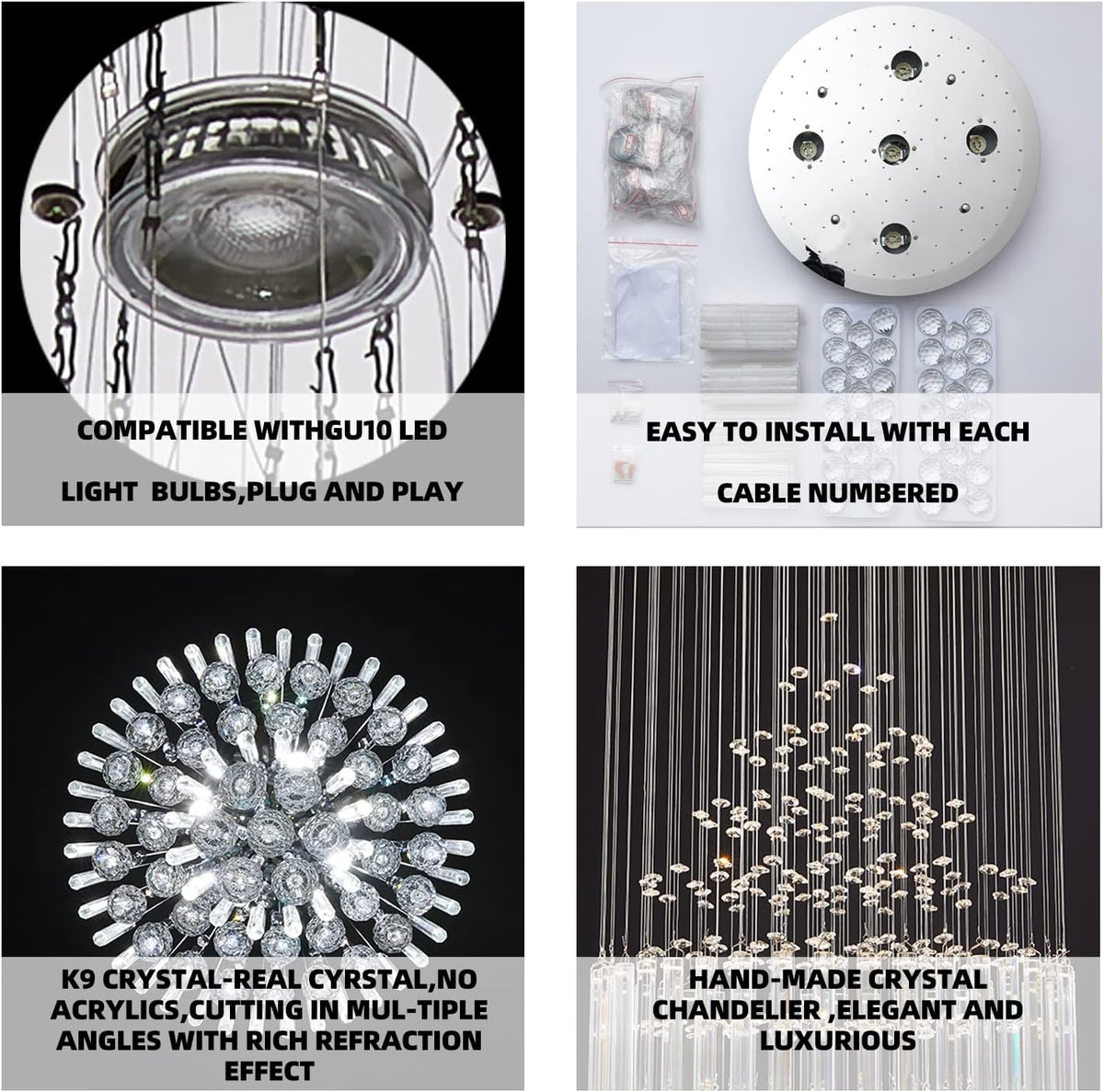 Crystal Raindrop 5-Lights Flush Mount Chandelier O74815