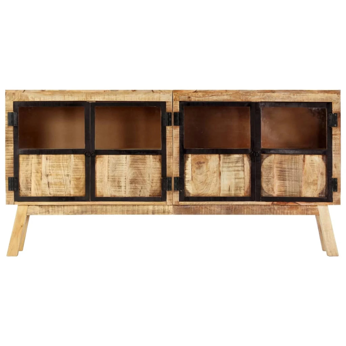 Brown and Black Solid Rough Mango Wood Sideboard Z798331
