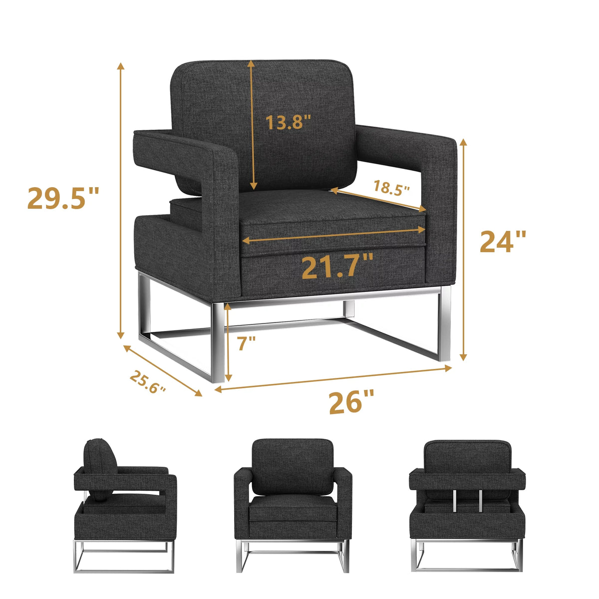 Black Upholstered Accent Chair Y67913