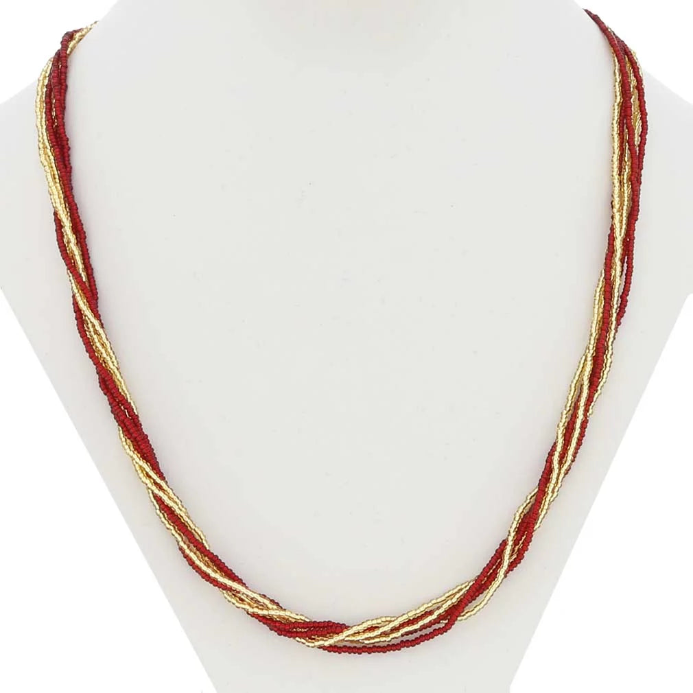 Murano Glass 6 Strand Seed Bead Necklace L8709