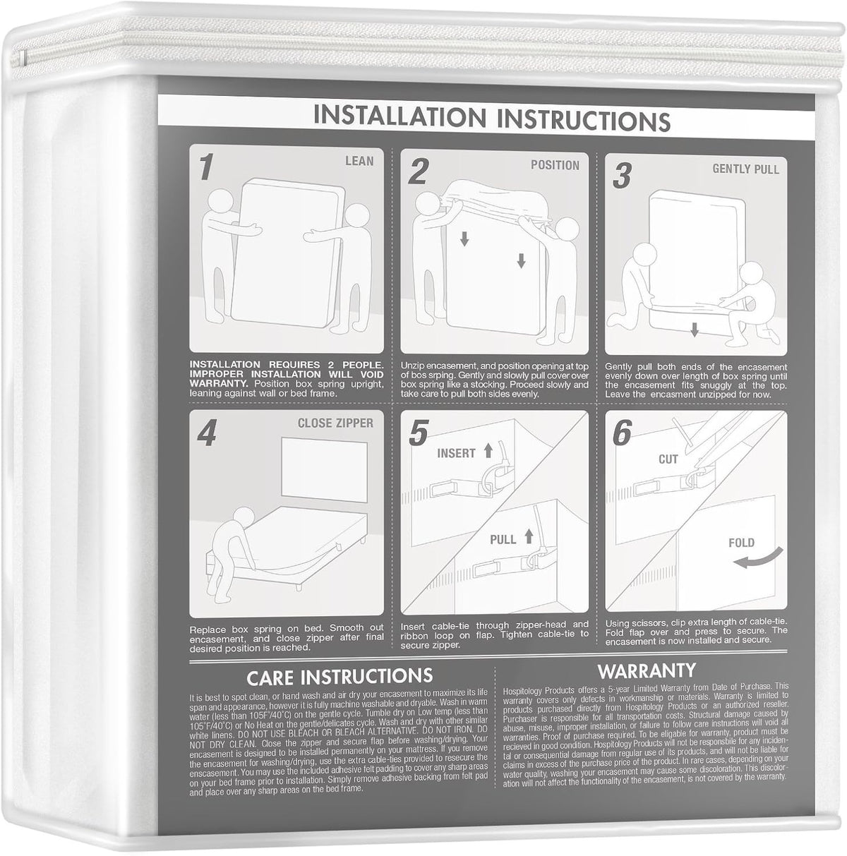 Queen Zippered Hypoallergenic Box Spring Encasement U536