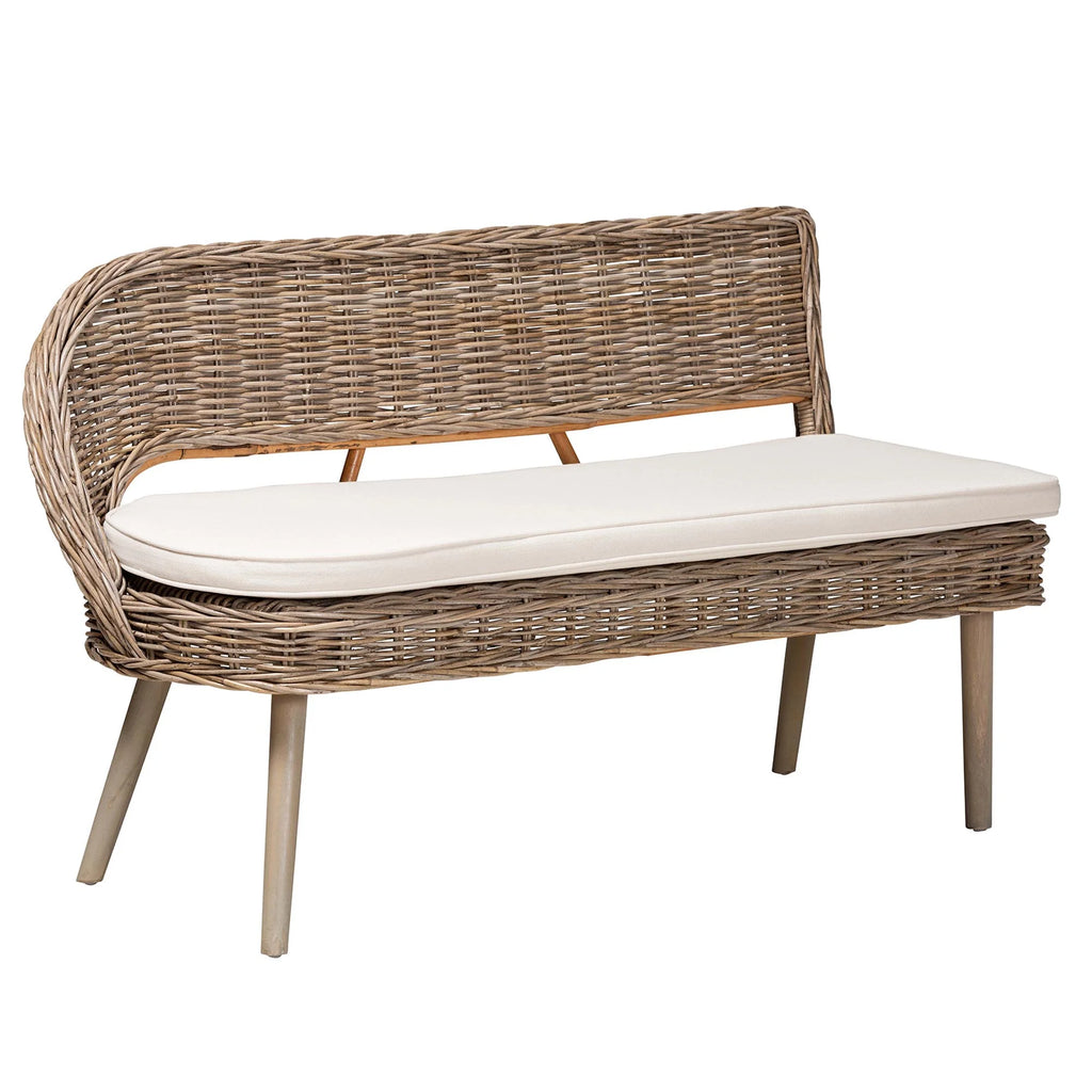 Greywashed Rattan Dining Nook Banquette Set H1292