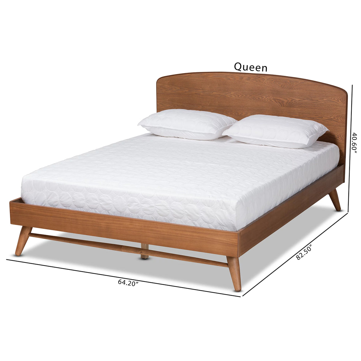 Queen Walnut Brown Engineered Wood Platform Bed R2082