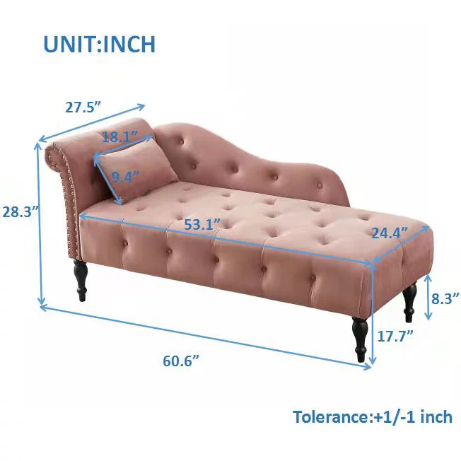 Blue Upholstered Chaise with Accent Pillow S3259