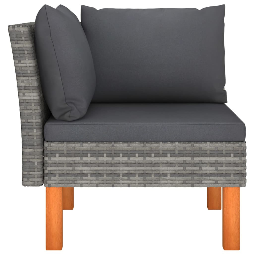 Corner Sofa Poly Rattan and Solid Eucalyptus Wood T8816